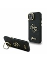 Guess Guess PU Zrnasti 4G Logo Stalak Okvir Kamere Stražnji Poklopac za iPhone 15 Black