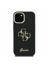 Guess Guess PU Zrnasti 4G Logo Stalak Okvir Kamere Stražnji Poklopac za iPhone 15 Black
