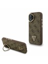 Guess Guess PU 4G Strass Trokutasti Logo Stalak Okvir Kamere MagSafe Stražnji Poklopac za iPhone 16 Brown