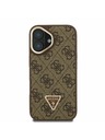 Guess Guess PU 4G Strass Trokutasti Logo Stalak Okvir Kamere MagSafe Stražnji Poklopac za iPhone 16 Brown