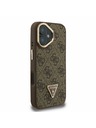 Guess Guess PU 4G Strass Trokutasti Logo Stalak Okvir Kamere MagSafe Stražnji Poklopac za iPhone 16 Brown