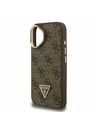 Guess Guess PU 4G Strass Trokutasti Logo Stalak Okvir Kamere MagSafe Stražnji Poklopac za iPhone 16 Brown