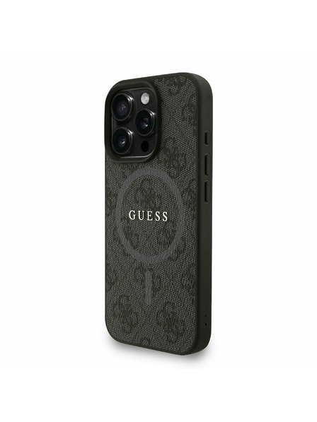 Guess Guess PU Koža 4G Obojeni Prsten Remen MagSafe Stražnji Poklopac za iPhone 16 Pro Black