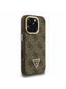 Guess Guess PU 4G Strass Trokutasti Logo Stalak Okvir Kamere MagSafe Stražnji Poklopac za iPhone 16 Pro Max Brown