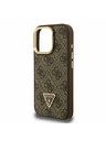 Guess Guess PU 4G Strass Trokutasti Logo Stalak Okvir Kamere MagSafe Stražnji Poklopac za iPhone 16 Pro Max Brown