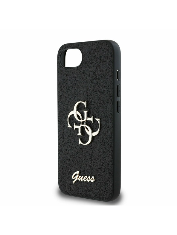 Guess Guess PU Fixed Glitter 4G Metal Logo Stražnji Poklopac za iPhone 16e Black