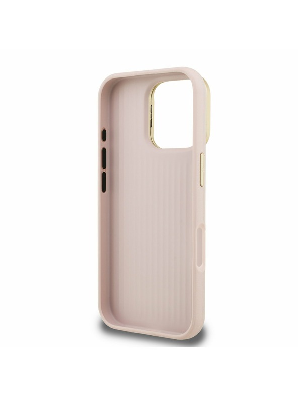 Guess Guess PU Zrnasti 4G Logo Stalak Okvir Kamere Stražnji Poklopac za iPhone 16 Pro Max Pink