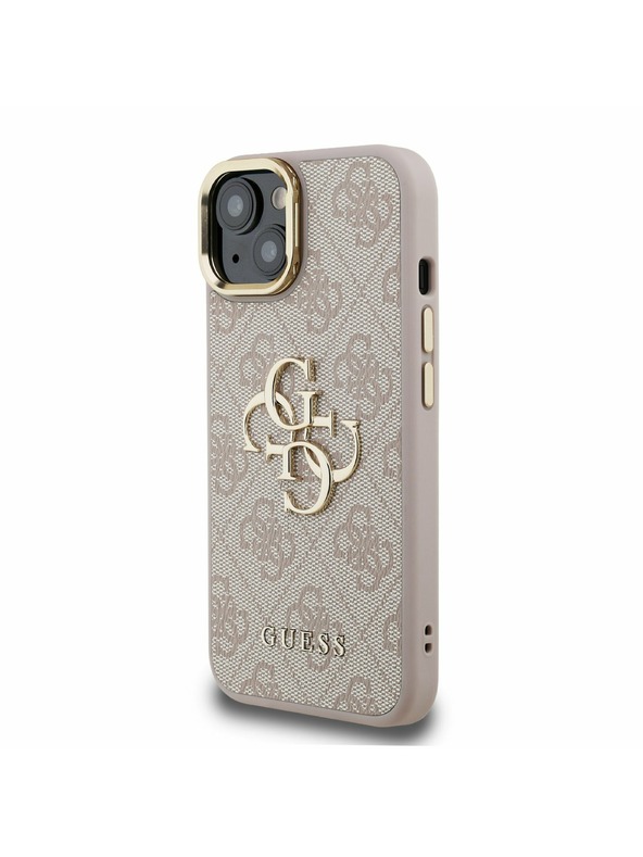 Guess Guess PU 4G Metal Logo Stalak Okvir Kamere Stražnji Poklopac za iPhone 13 Pink