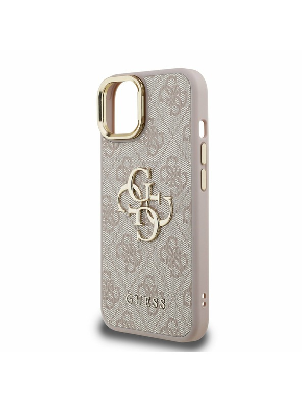 Guess Guess PU 4G Metal Logo Stalak Okvir Kamere Stražnji Poklopac za iPhone 13 Pink