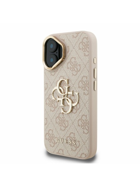 Guess Guess PU 4G Metal Logo Stalak Okvir Kamere Stražnji Poklopac za iPhone 16 Pink