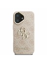 Guess Guess PU 4G Metal Logo Stalak Okvir Kamere Stražnji Poklopac za iPhone 16 Pink