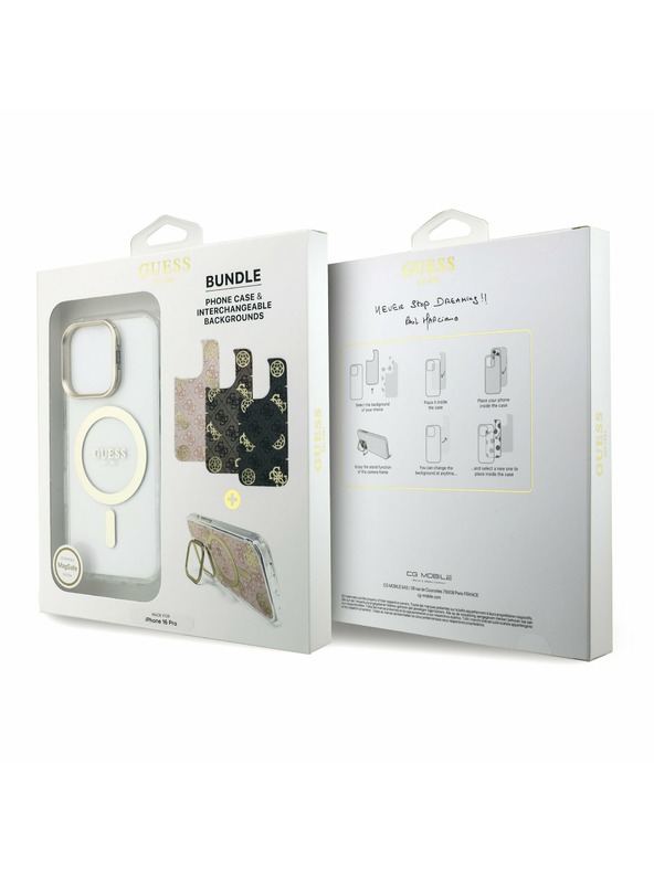 Guess Guess PC/TPU Elektroplatirani Stalak Okvir Kamere MagSafe Stražnji Poklopac s Izmjenjivom Pozadinom za iPhone 16 Pro