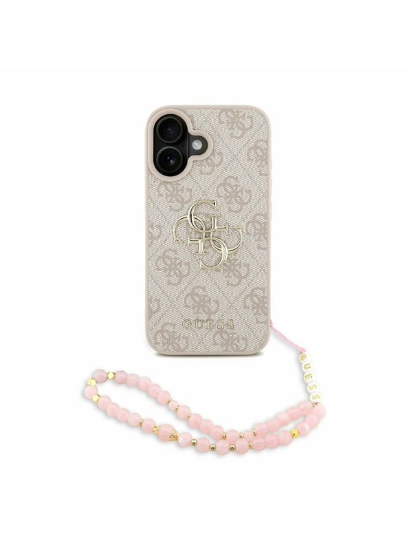 Guess Guess PU 4G Metal Logo Strap Stražnji Poklopac za iPhone 16 Pink