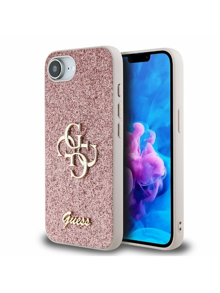 Guess Guess PU Fixed Glitter 4G Metal Logo Stražnji Poklopac za iPhone 16e Pink