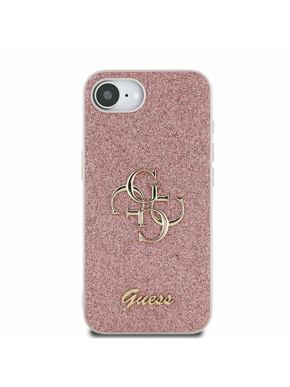 Guess Guess PU Fixed Glitter 4G Metal Logo Stražnji Poklopac za iPhone 16e Pink