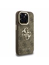 Guess Guess PU 4G Metalni Logo Stand Stražnji Poklopac za Kameru za iPhone 15 Pro Smeđa