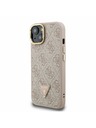Guess Guess PU 4G Strass Trokutasti Logo Stand Stražnji Poklopac za Kameru MagSafe za iPhone 13 Roza