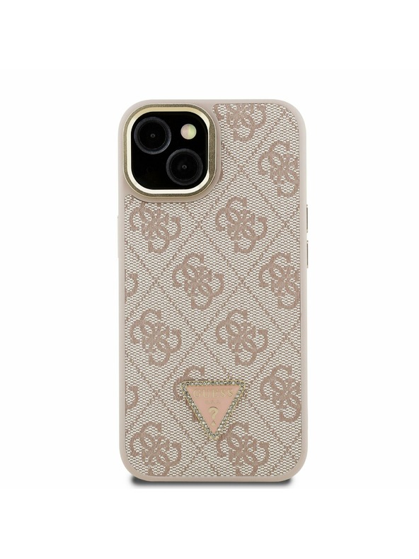 Guess Guess PU 4G Strass Trokutasti Logo Stand Stražnji Poklopac za Kameru MagSafe za iPhone 13 Roza