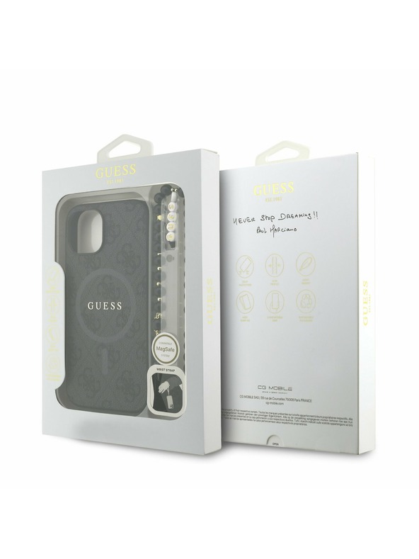 Guess Guess PU Kožni 4G Šareni Prstenasti Remen MagSafe Stražnji Poklopac za iPhone 13 Crna