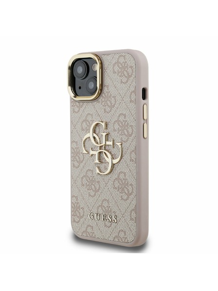 Guess Guess PU 4G Metalni Logo Stand Stražnji Poklopac za Kameru za iPhone 15 Roza