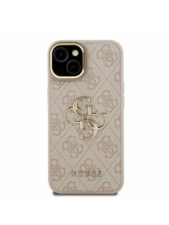 Guess Guess PU 4G Metalni Logo Stand Stražnji Poklopac za Kameru za iPhone 15 Roza