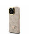 Guess Guess PU 4G Strass Trokutasti Logo Stand Stražnji Poklopac za Kameru MagSafe za iPhone 16 Pro Roza