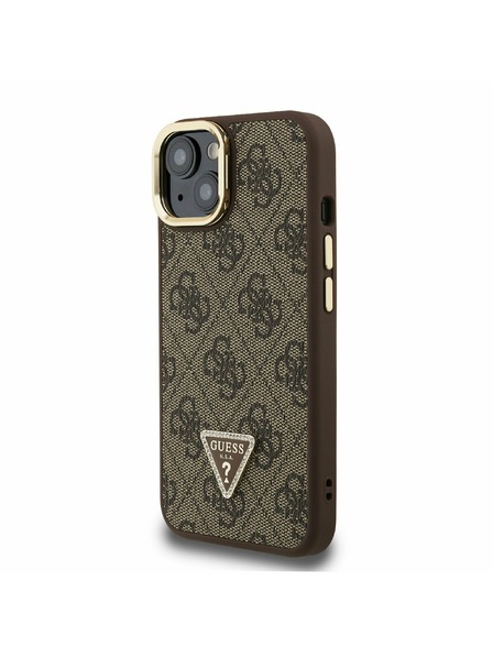 Guess Guess PU 4G Strass Trokutasti Logo Stand Stražnji Poklopac za Kameru MagSafe za iPhone 13 Smeđa