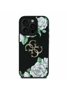 Guess Guess PU Grained Ruže 4G Metalni Logo Stražnji Poklopac za iPhone 16 Pro Crna