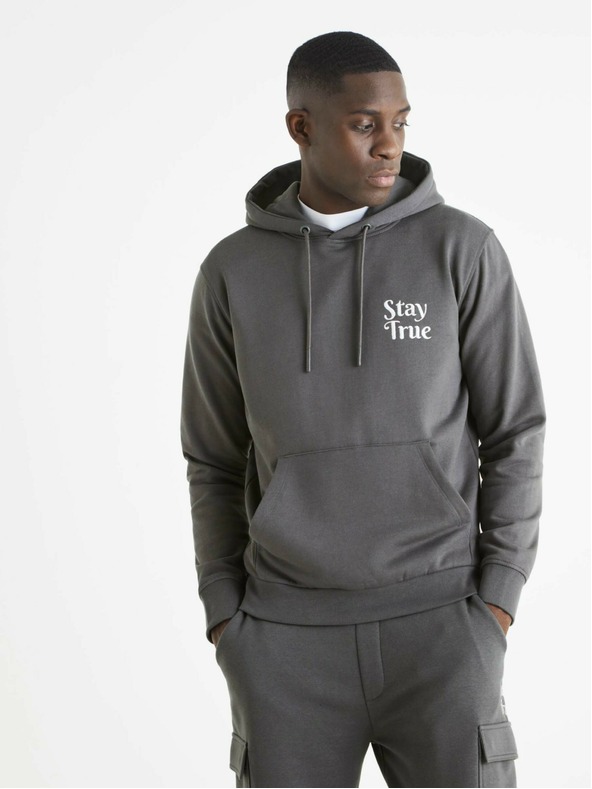 Celio Celio siva muška majica s kapuljačom