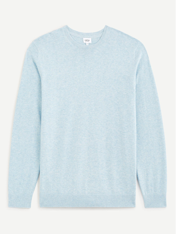 Celio Svijetloplavi muški base pamučni džemper Celio Decoton