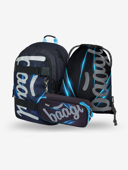 BAAGL  Black 3 kompleta skate bluelight: ruksak, pernica, torba Baagl