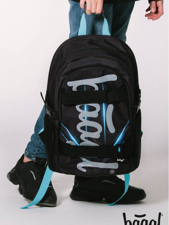 BAAGL  Black 3 kompleta skate bluelight: ruksak, pernica, torba Baagl