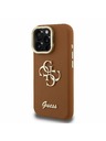 Guess Guess PU Grained 4G Logo Stand Camera Frame Stražnji Poklopac za iPhone 15 Pro Smeđi