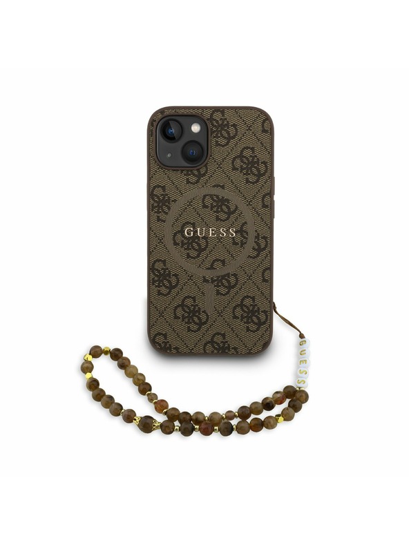 Guess Guess PU Leather 4G Colored Ring Strap MagSafe Stražnji Poklopac za iPhone 15 Smeđi