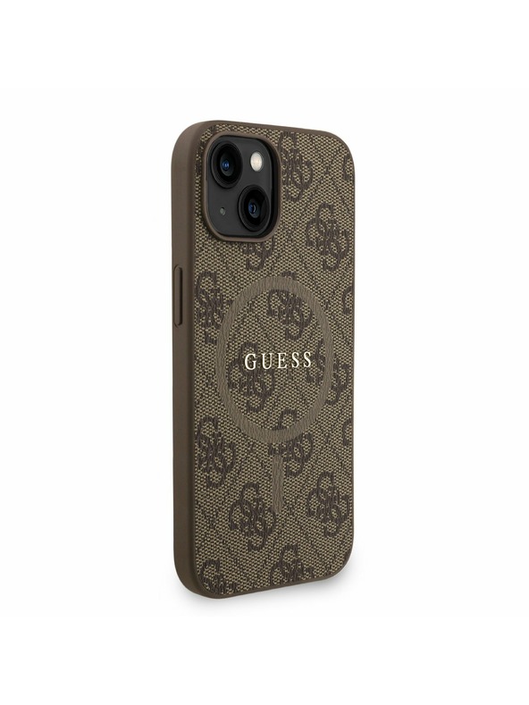 Guess Guess PU Leather 4G Colored Ring Strap MagSafe Stražnji Poklopac za iPhone 15 Smeđi