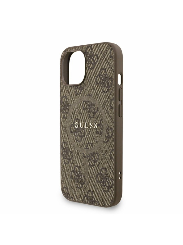 Guess Guess PU Leather 4G Colored Ring Strap MagSafe Stražnji Poklopac za iPhone 15 Smeđi