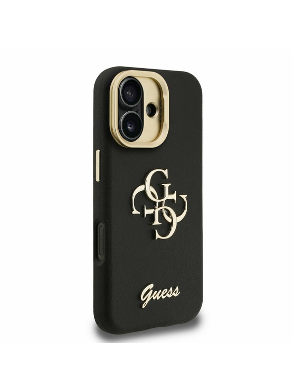 Guess Guess PU Grained 4G Logo Stand Camera Frame Stražnji Poklopac za iPhone 16 Crni