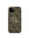 Guess Guess PU 4G Metal Logo Stand Camera Frame Stražnji Poklopac za iPhone 13 Smeđi