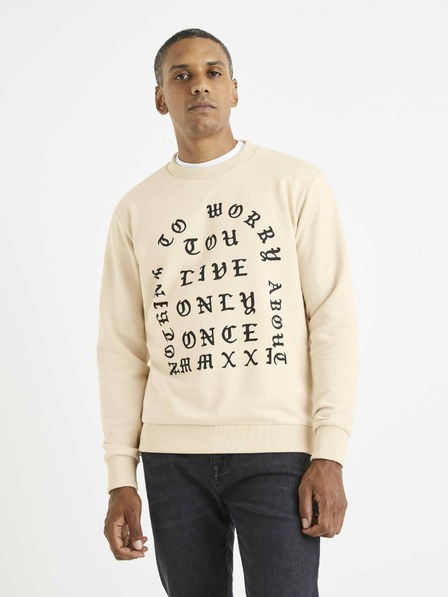 Celio Bež muški sweatshirt s Celio printom