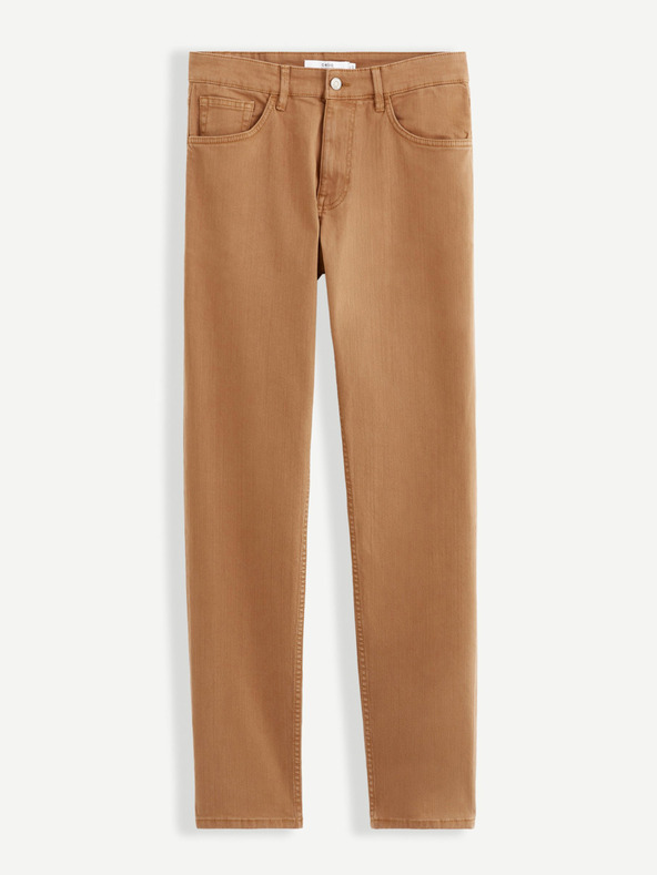 Celio Smeđe muške traperice ravnog kroja Celio Vopry1