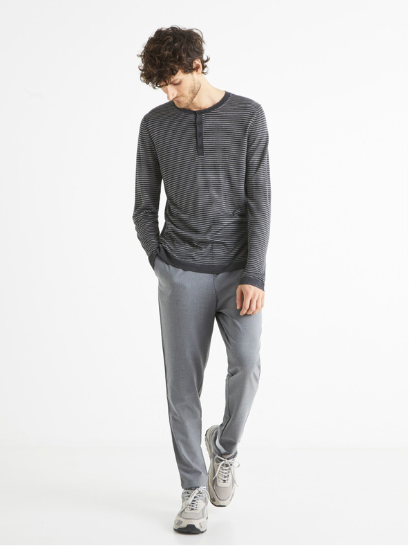 Celio Tamno sivi muški prugasti pulover Celio Bestrise
