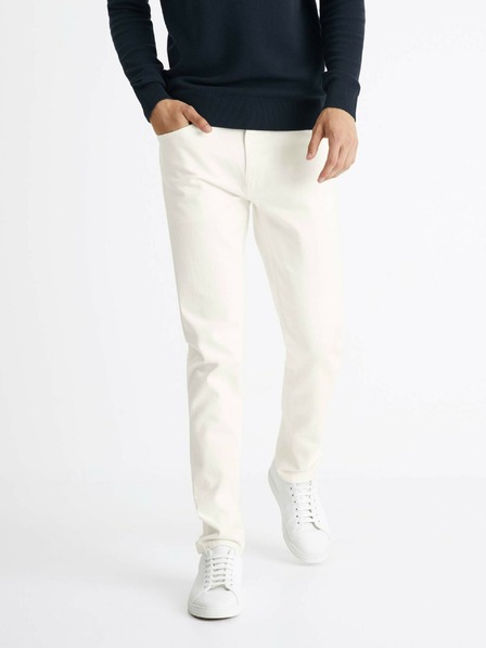 Celio Krem muške slim fit traperice Celio Coslim4