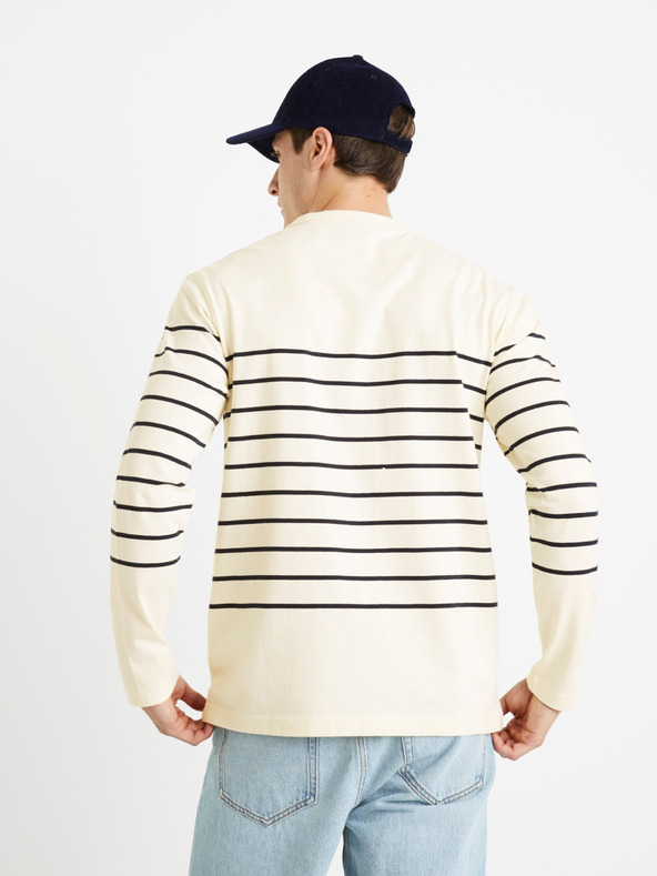Celio Celio Veboxmlr krem ​​muška majica na pruge