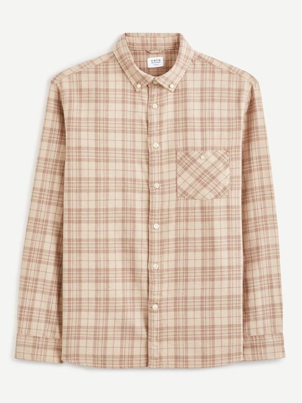 Celio Celio Canewto bež karirana flanelska košulja