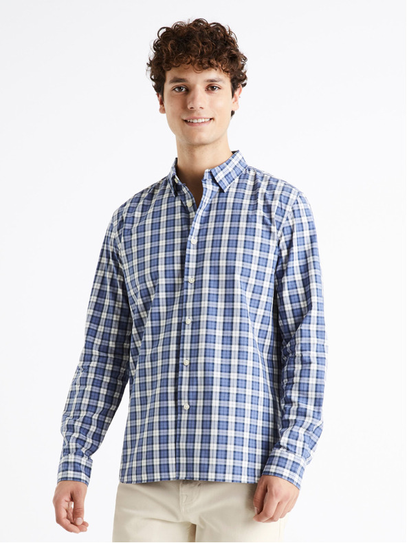 Celio Bijelo-plava karirana muška košulja Celio Dawayne