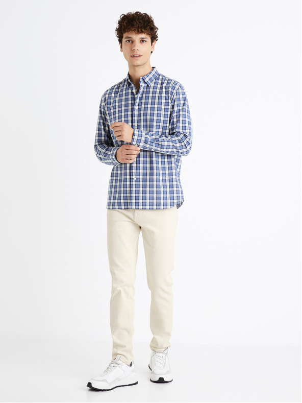 Celio Bijelo-plava karirana muška košulja Celio Dawayne