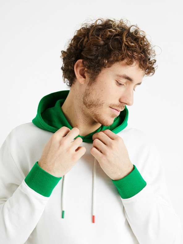 Celio Zeleno-bijeli muški sweatshirt Celio Demultico