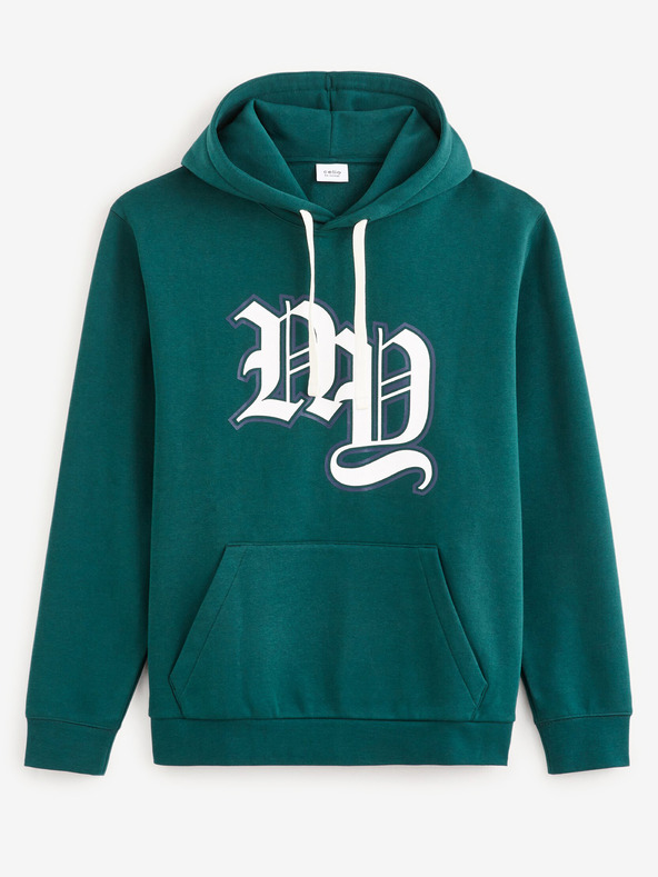 Celio Tamnozelena muška majica s kapuljačom Celio Fecago