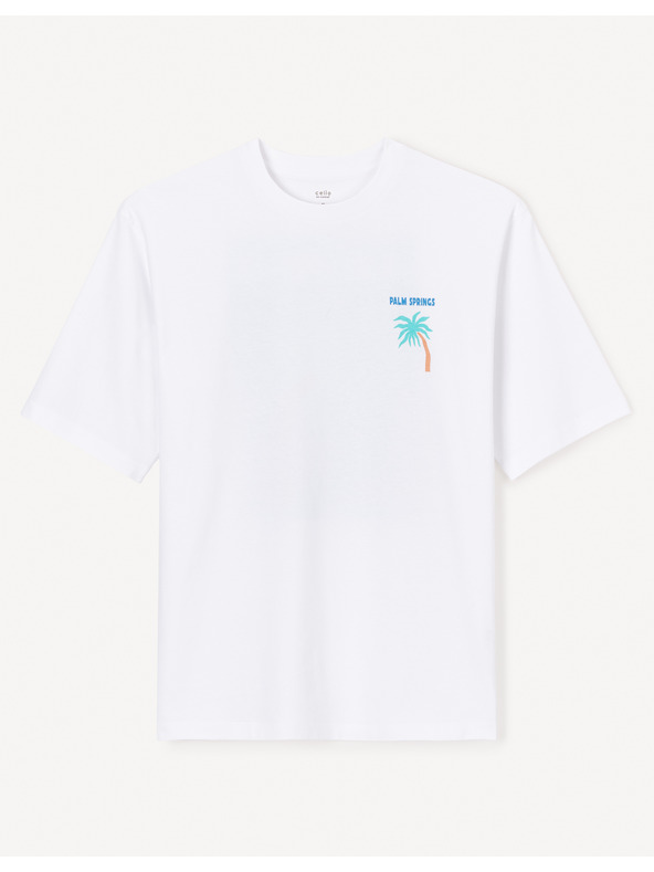 Celio Bijela muška oversized majica Celio Jecalif