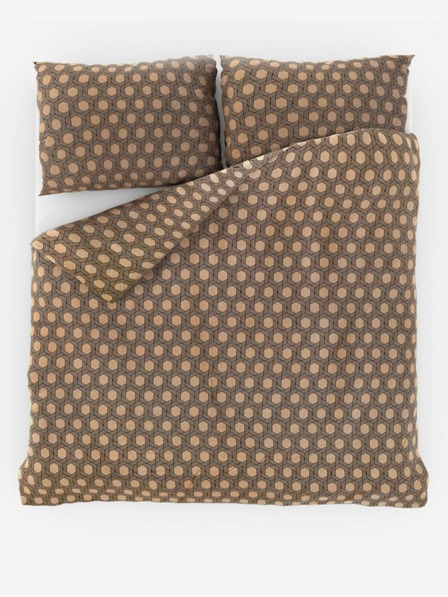 Kvalitex Satenski francuski komplet posteljine Luxury Collection 1+2, 240x200, 70x90cm Carero bež Kvalitex